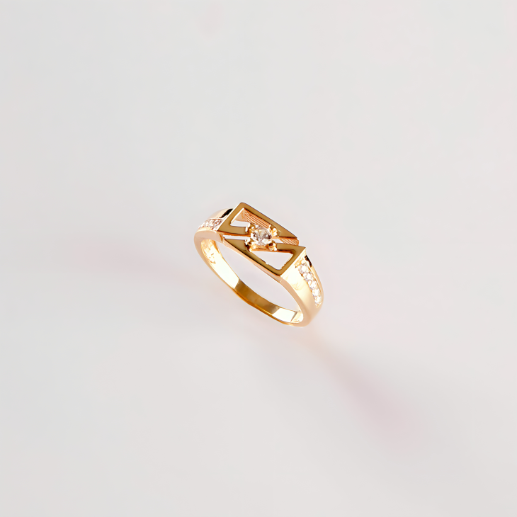 Art Deco Gold Ring with Gem | Elegant Craftsmanship for Engagements & Anniversaries - Image 3