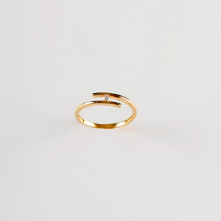 Delicate Bypass Gold Ring with Gem | Timeless Elegance for Engagements & Anniversaries