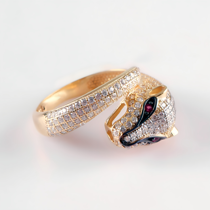 Gold Majestic Panther Ring with Gems | Timeless Elegance for Engagements & Anniversaries - Image 3