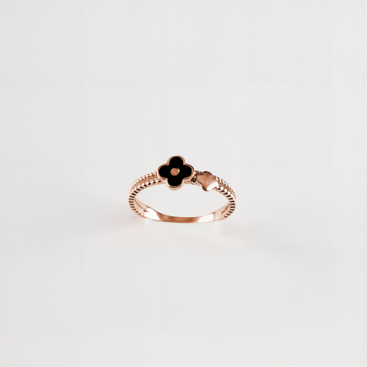 Black Clover Gold Ring | Timeless Elegance & Perfect Gift for Engagements & Anniversaries - Image 3