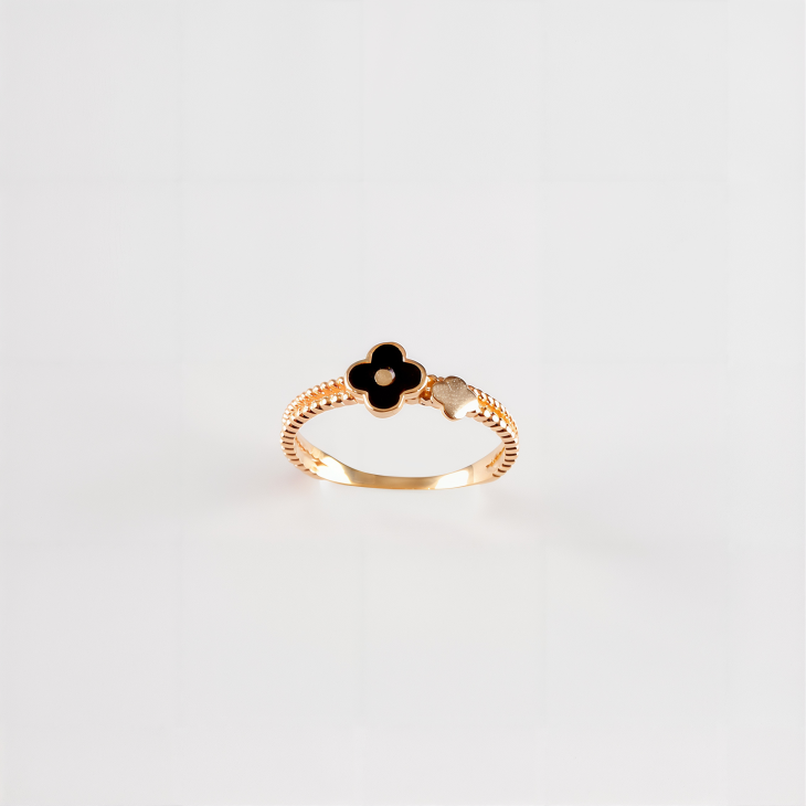 Black Clover Gold Ring | Timeless Elegance & Perfect Gift for Engagements & Anniversaries