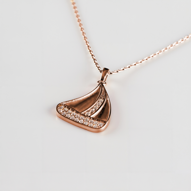 Solid Gold Sailing Necklace | Elegant Jewelry for Women & Girls | Trendy Romantic Gift - Image 2