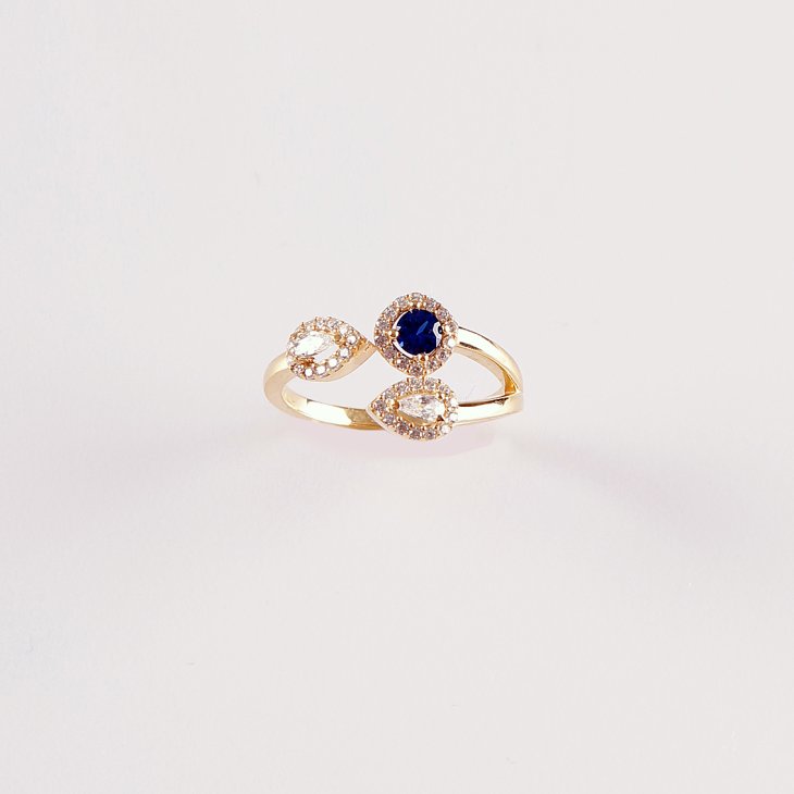 14K Gold Sapphire & Diamond Halo Ring | Timeless Elegance for Special Moments - Image 3