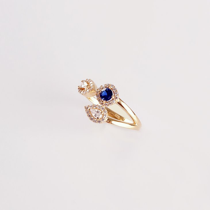 14K Gold Sapphire & Diamond Halo Ring | Timeless Elegance for Special Moments - Image 2