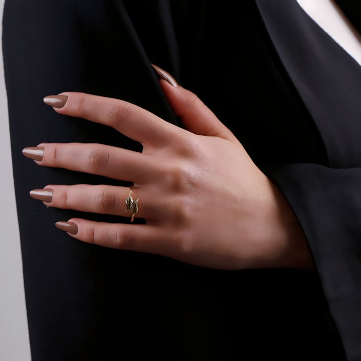 14K Solid Gold Leaf Ring | Timeless Elegance for Engagements & Special Days - Image 4
