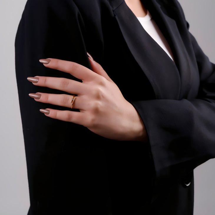 Delicate Bypass Gold Ring with Gem | Timeless Elegance for Engagements & Anniversaries - Image 3
