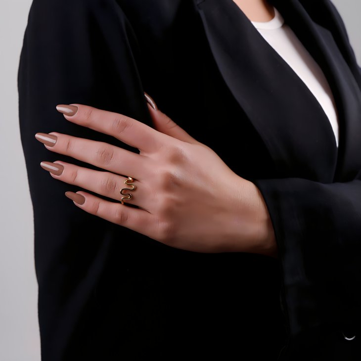 Gold Wave Ring | Timeless Elegance for Engagements & Special Occasions - Image 2