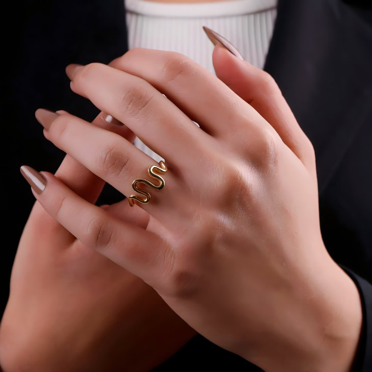 Gold Wave Ring | Timeless Elegance for Engagements & Special Occasions - Image 4