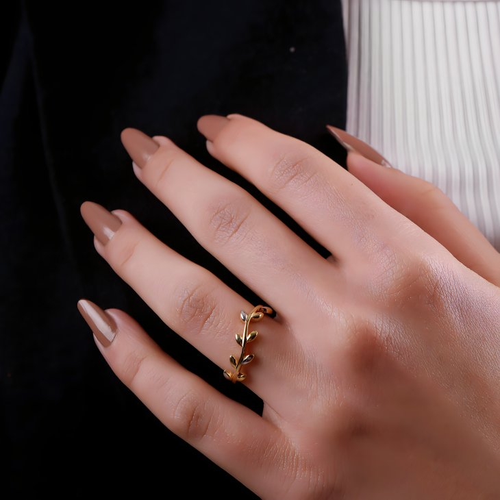 Gold Olive Leaf Ring | Timeless Elegance for Engagements & Special Days - Image 4