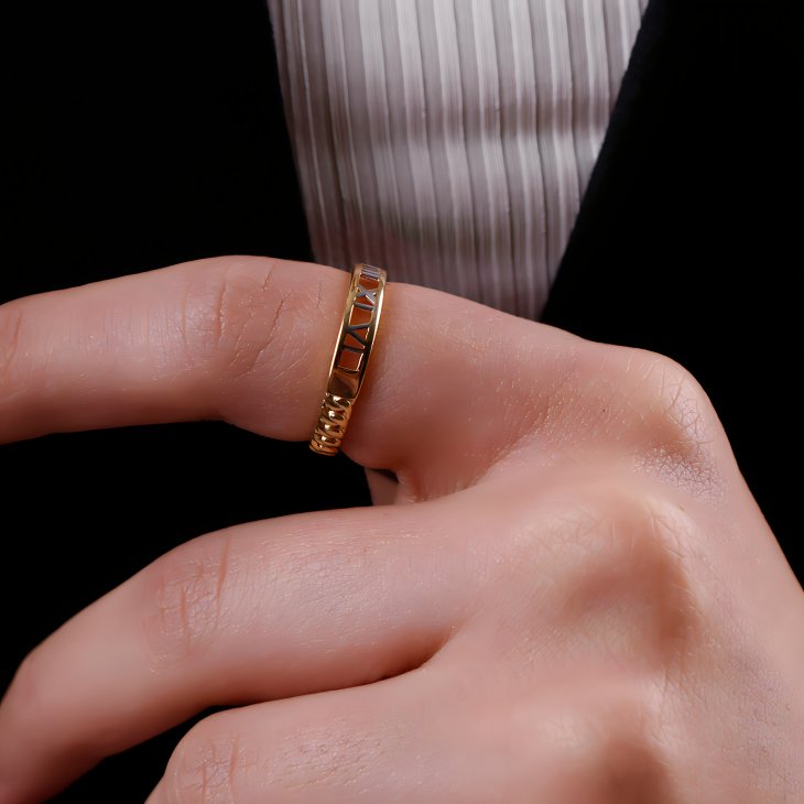 Gold Roman Numeral Ring | Timeless Elegance for Engagements & Anniversaries - Image 4