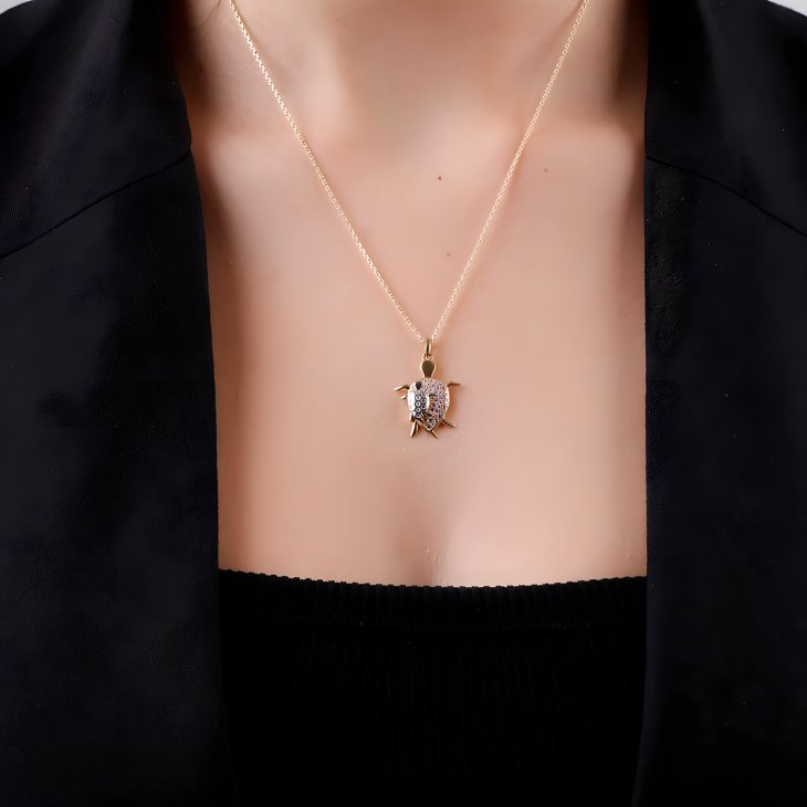 Solid Gold Turtle Necklace | Minimalist Design & Elegant Gift for Women - Image 4