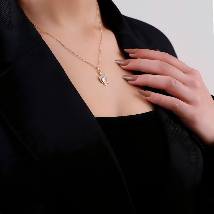 Solid Gold Turtle Necklace | Minimalist Design & Elegant Gift for Women - Image 2