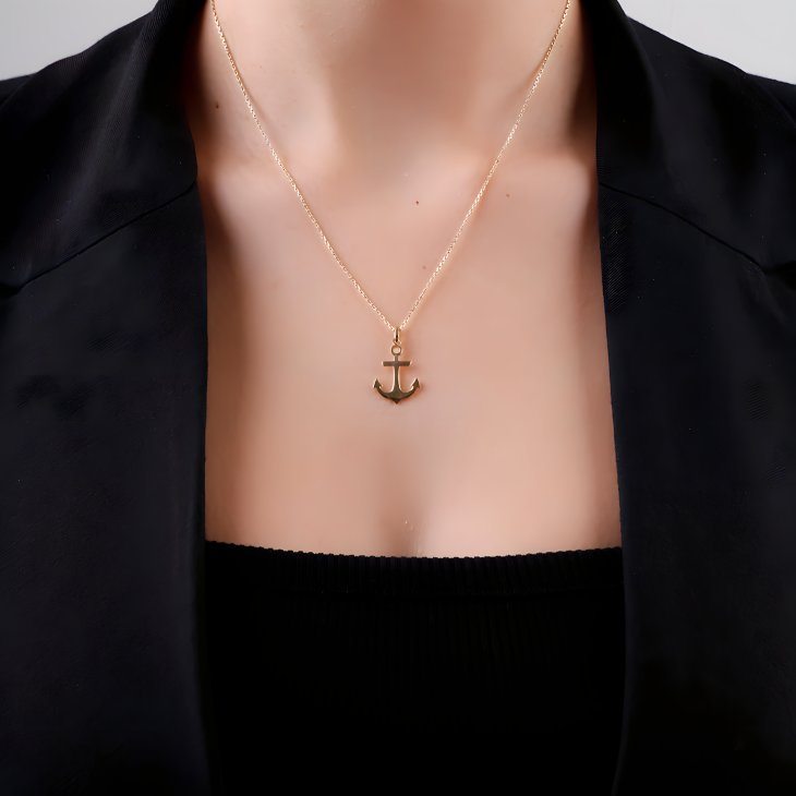 Gold Anchor Necklace | Minimalist Nautical Design, Perfect for Everyday & Special Occasions - Image 2
