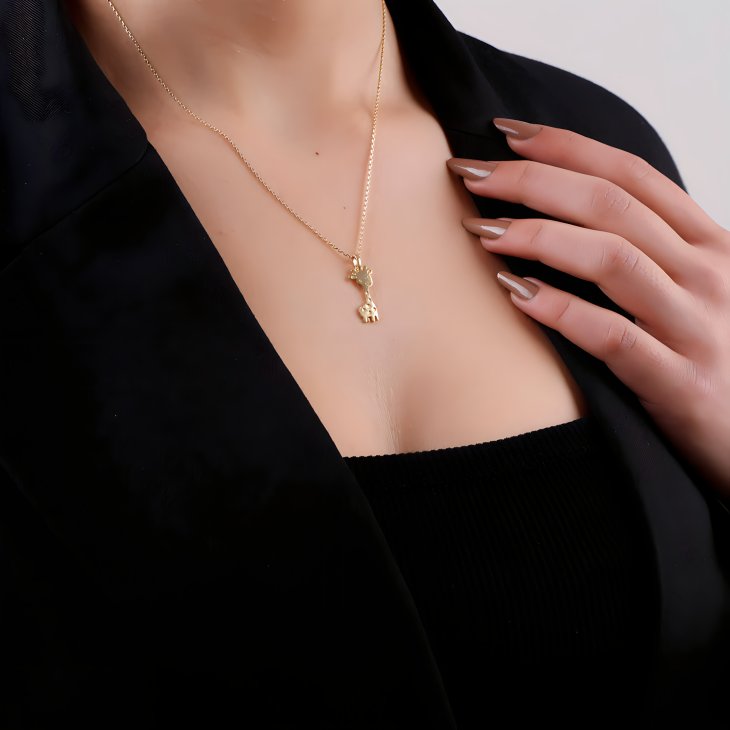 Solid Gold Giraffe Necklace | Minimalist Design & Elegant Gift for Women - Image 2