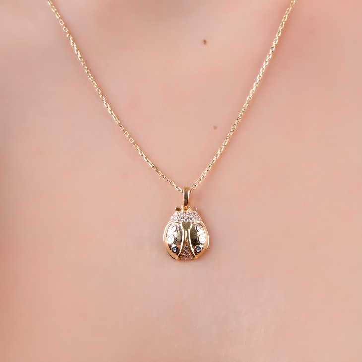 Solid Gold Ladybug Necklace | Minimalist Design & Elegant Gift for Women - Image 4
