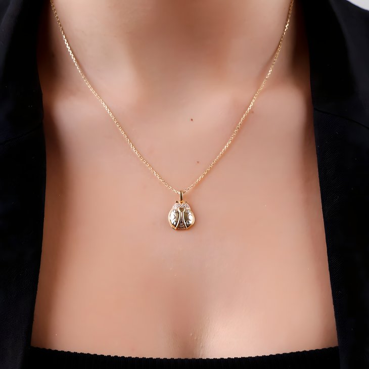 Solid Gold Ladybug Necklace | Minimalist Design & Elegant Gift for Women - Image 2