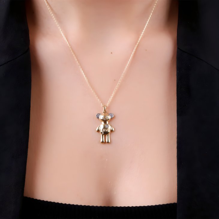 Solid Gold Love Bear Necklace | Minimalist Design & Elegant Gift for Women - Image 6