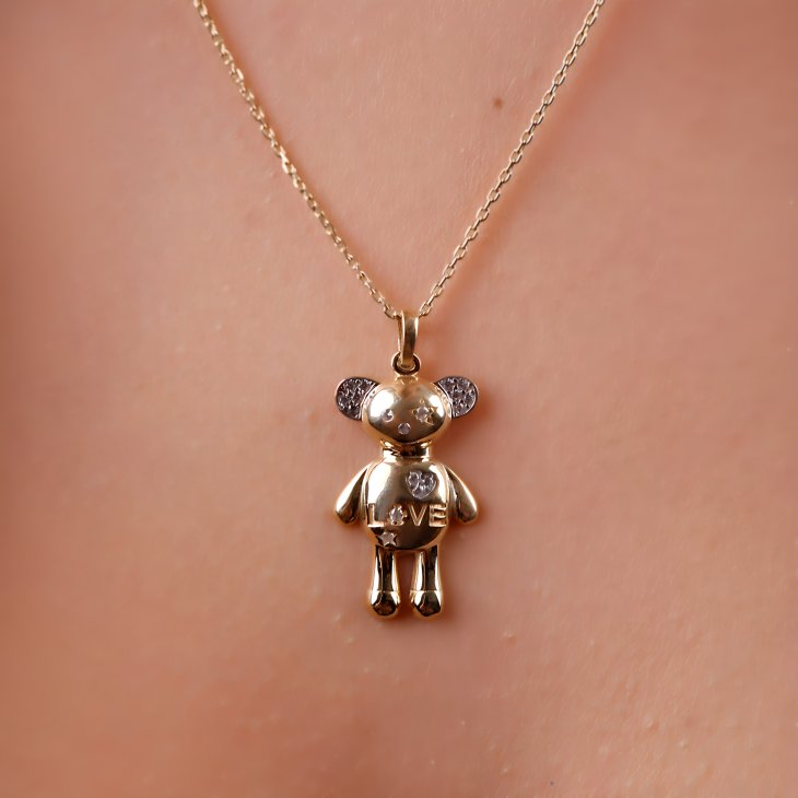 Solid Gold Love Bear Necklace | Minimalist Design & Elegant Gift for Women - Image 2
