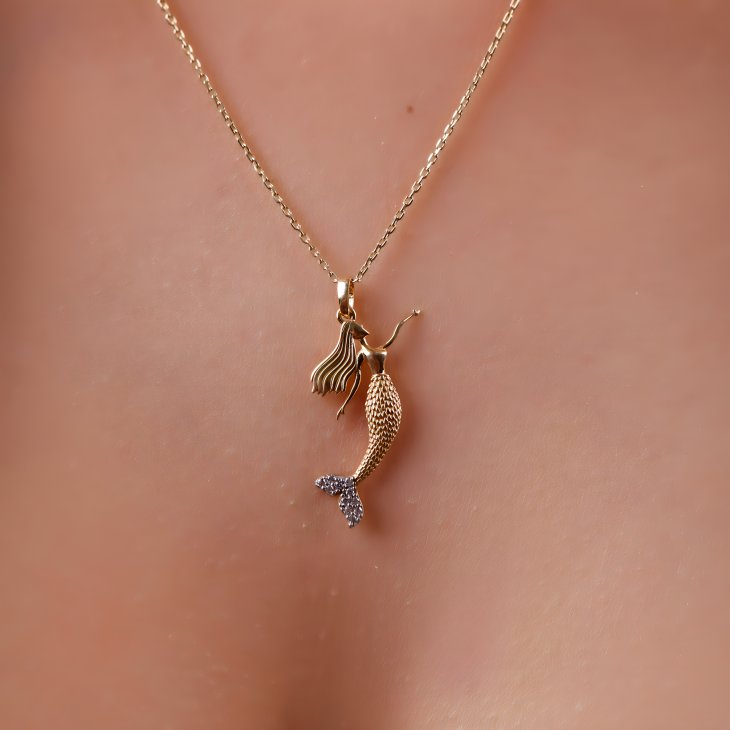 Solid Gold Mermaid Necklace | Minimalist Design & Elegant Gift for Women - Image 6