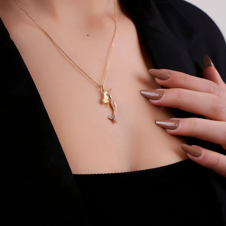 Solid Gold Mermaid Necklace | Minimalist Design & Elegant Gift for Women - Image 4