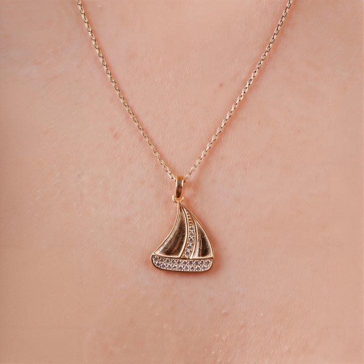 Solid Gold Sailing Necklace | Elegant Jewelry for Women & Girls | Trendy Romantic Gift - Image 4