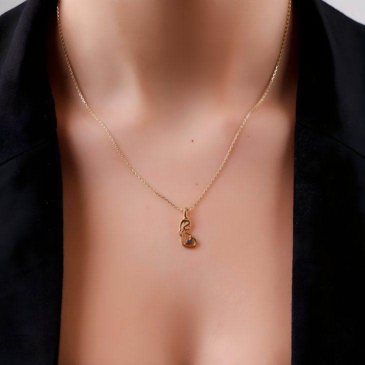 Gold Mother and Child Necklace | Minimalist Design & Elegant Gift for Women - Image 4