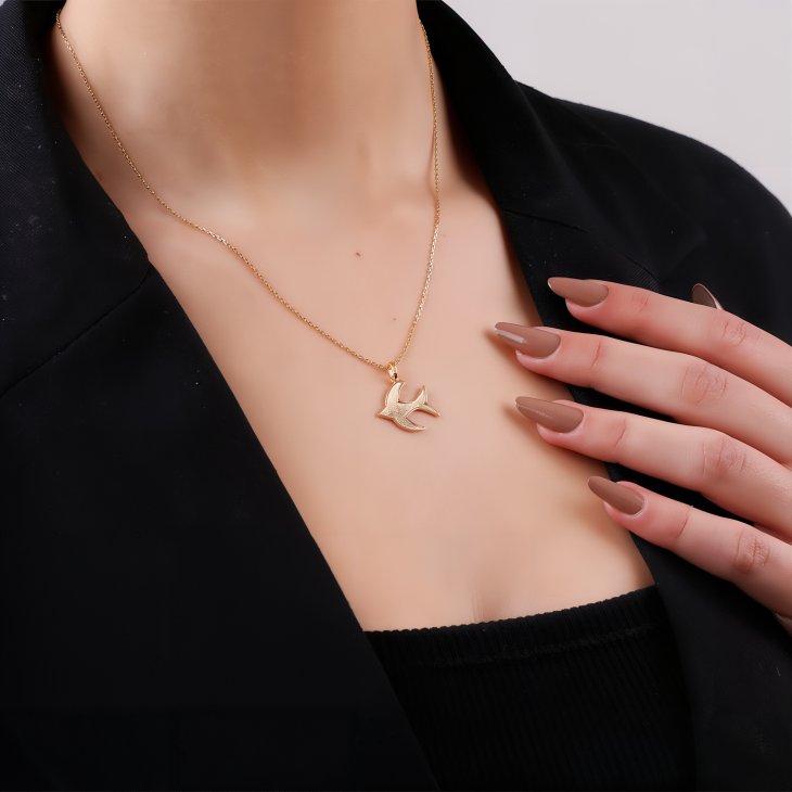 Gold Bird Necklace | Romantic & Fashionable Gift for Women & Girls - Image 2