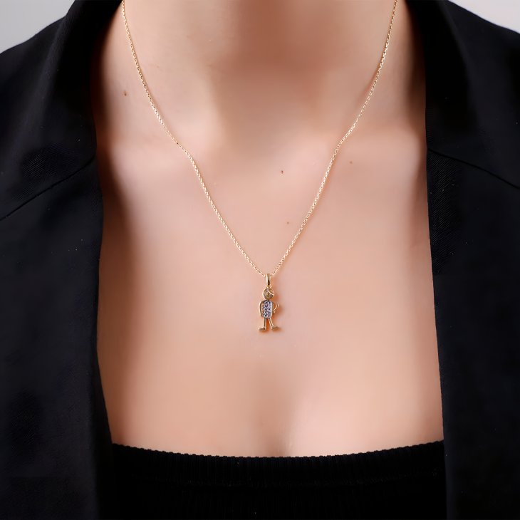 Solid Gold Little Boy Necklace | Minimalist Design & Elegant Gift for Women - Image 6