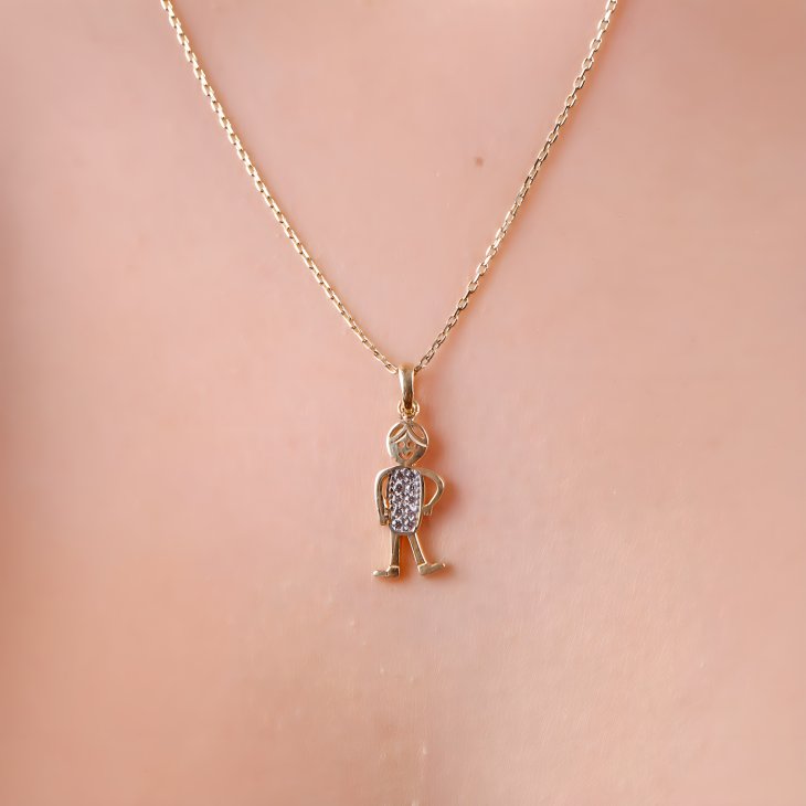 Solid Gold Little Boy Necklace | Minimalist Design & Elegant Gift for Women - Image 2