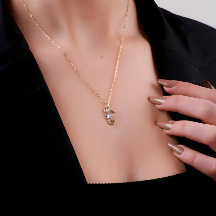 Gold Sea Horse Necklace | Timeless Elegance & Perfect Gift for Women - Image 4
