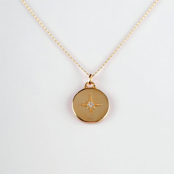 Gold Compass Necklace | Elegant Round Design & Symbol of Growth & Strength - Image 3