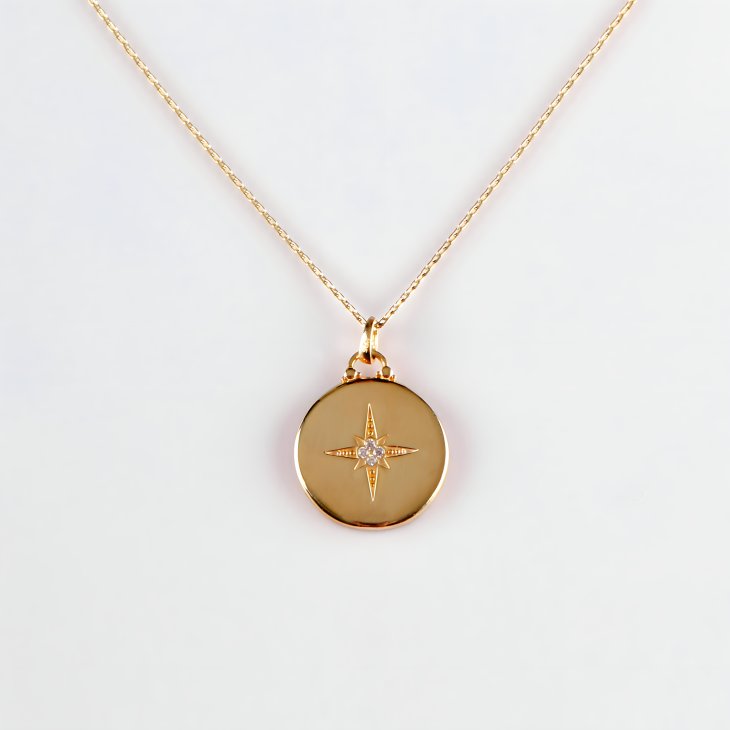 Gold Compass Necklace | Elegant Round Design & Symbol of Growth & Strength - Image 5