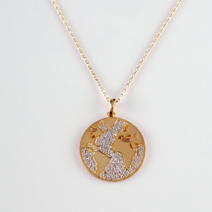 Gold World Map Necklace | Minimalist Globe Design for Any Occasion - Image 5