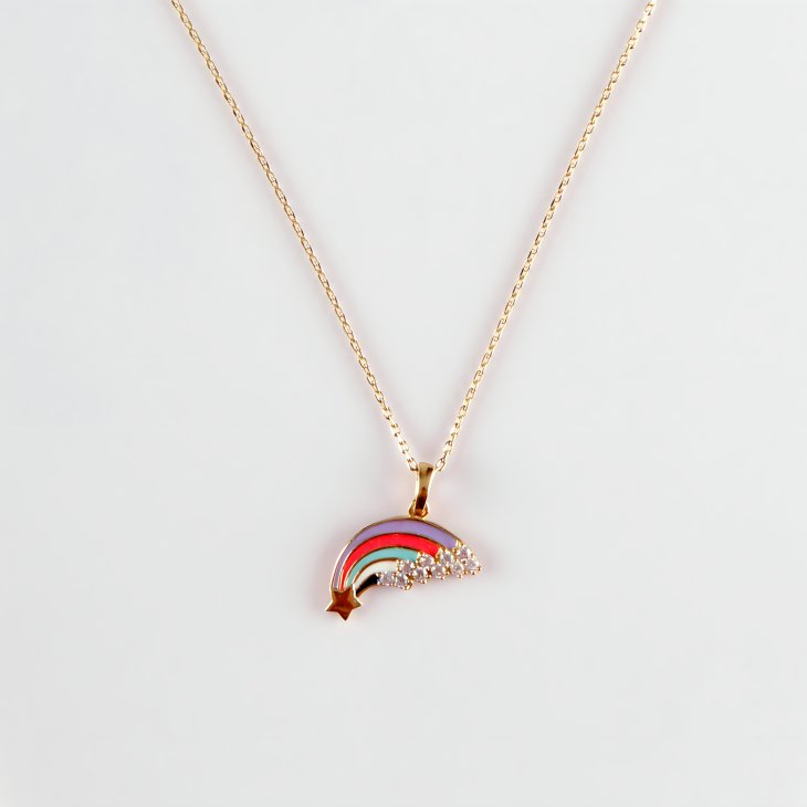 Solid Gold Rainbow Necklace | Minimalist Symbol of Love & Elegant Gift - Image 4
