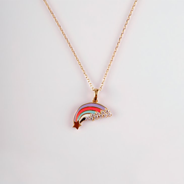 Solid Gold Rainbow Necklace | Minimalist Symbol of Love & Elegant Gift - Image 6
