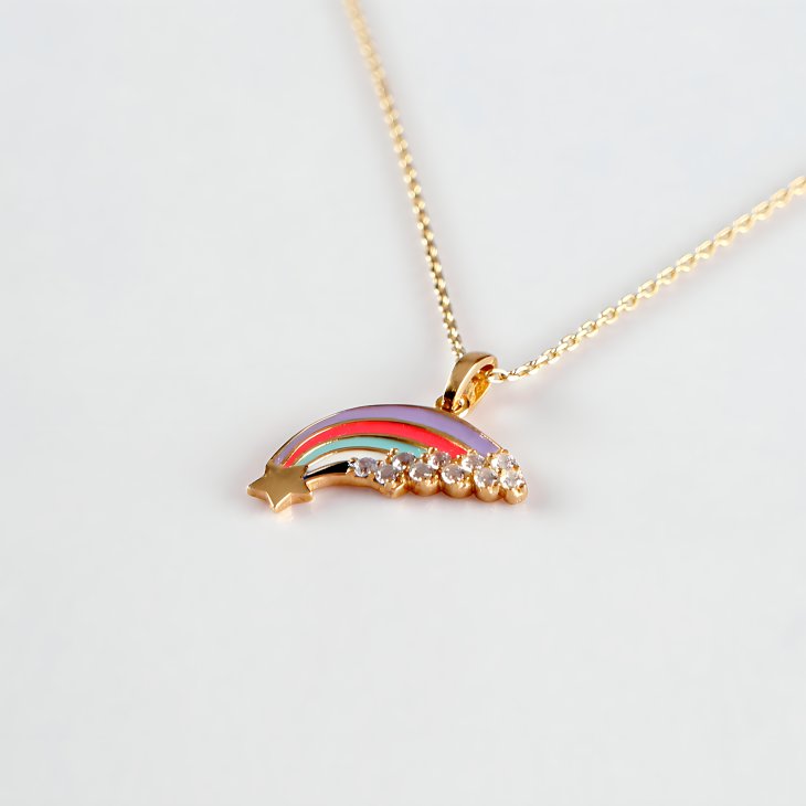 Solid Gold Rainbow Necklace | Minimalist Symbol of Love & Elegant Gift