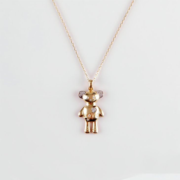 Solid Gold Love Bear Necklace | Minimalist Design & Elegant Gift for Women - Image 3
