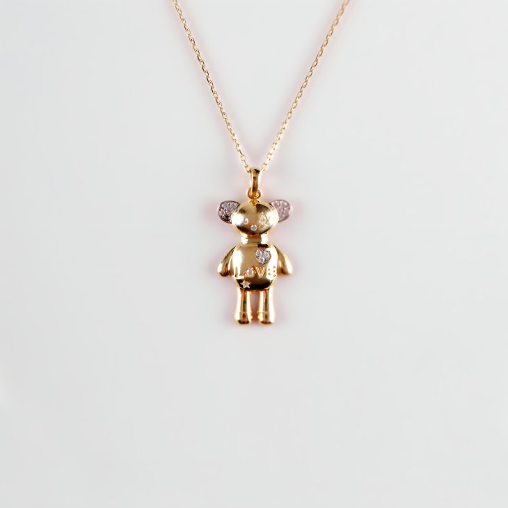 Solid Gold Love Bear Necklace | Minimalist Design & Elegant Gift for Women - Image 5