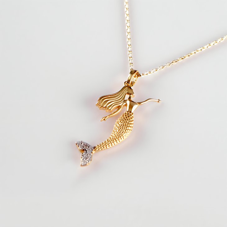 Solid Gold Mermaid Necklace | Minimalist Design & Elegant Gift for Women - Image 7