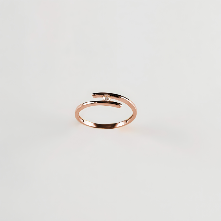 Delicate Bypass Gold Ring with Gem | Timeless Elegance for Engagements & Anniversaries - Image 6