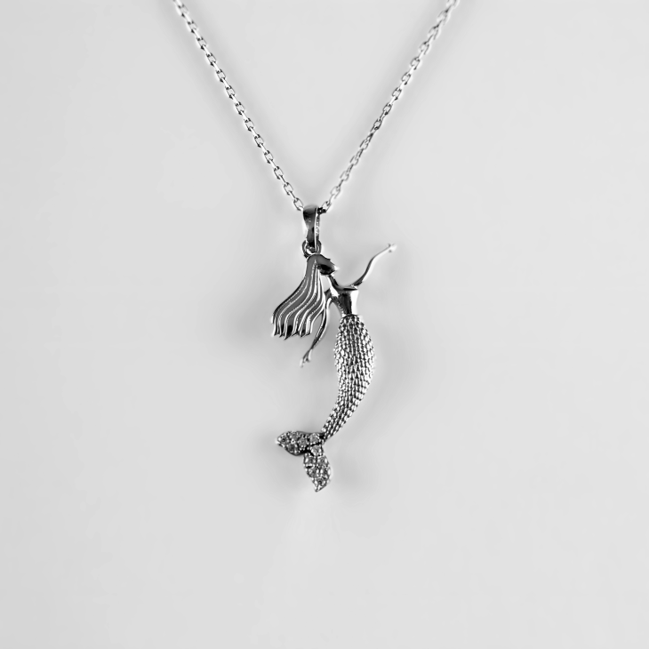 Solid Gold Mermaid Necklace | Minimalist Design & Elegant Gift for Women - Image 3