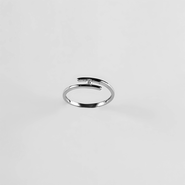 Delicate Bypass Gold Ring with Gem | Timeless Elegance for Engagements & Anniversaries - Image 8