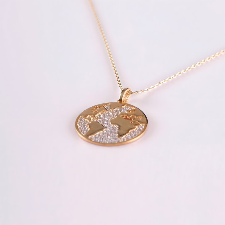Gold World Map Necklace | Minimalist Globe Design for Any Occasion