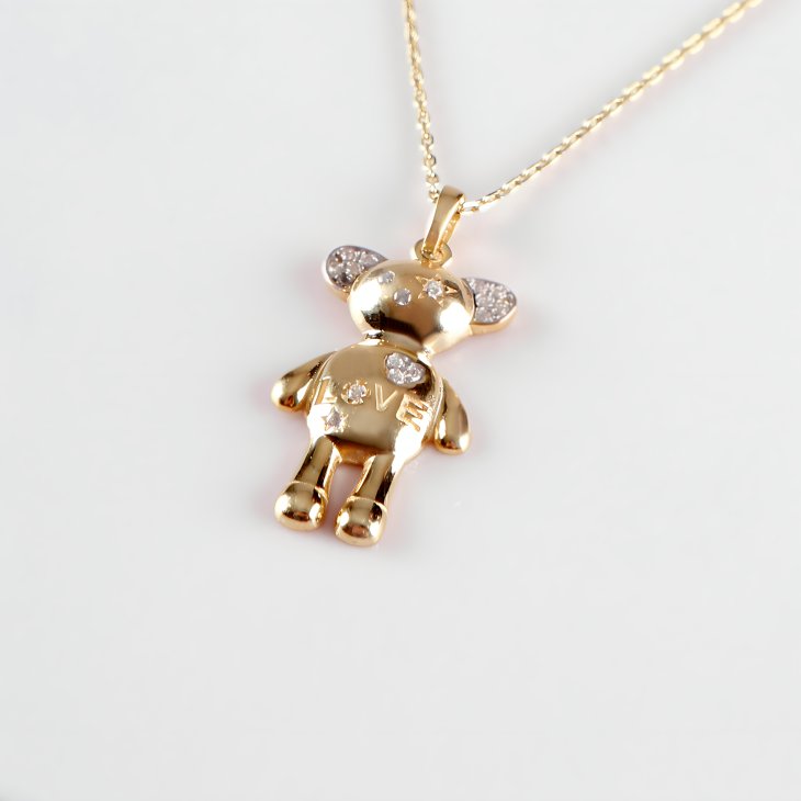 Solid Gold Love Bear Necklace | Minimalist Design & Elegant Gift for Women